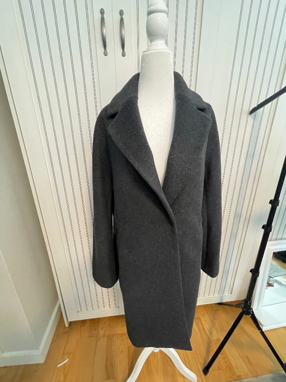 US N THEM Charcoal Wool 50% Blend Coat Size 85 XS S
